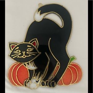 Vintage Black Cat Pumpkin Suncatcher Halloween window decor vintage 80s figurine